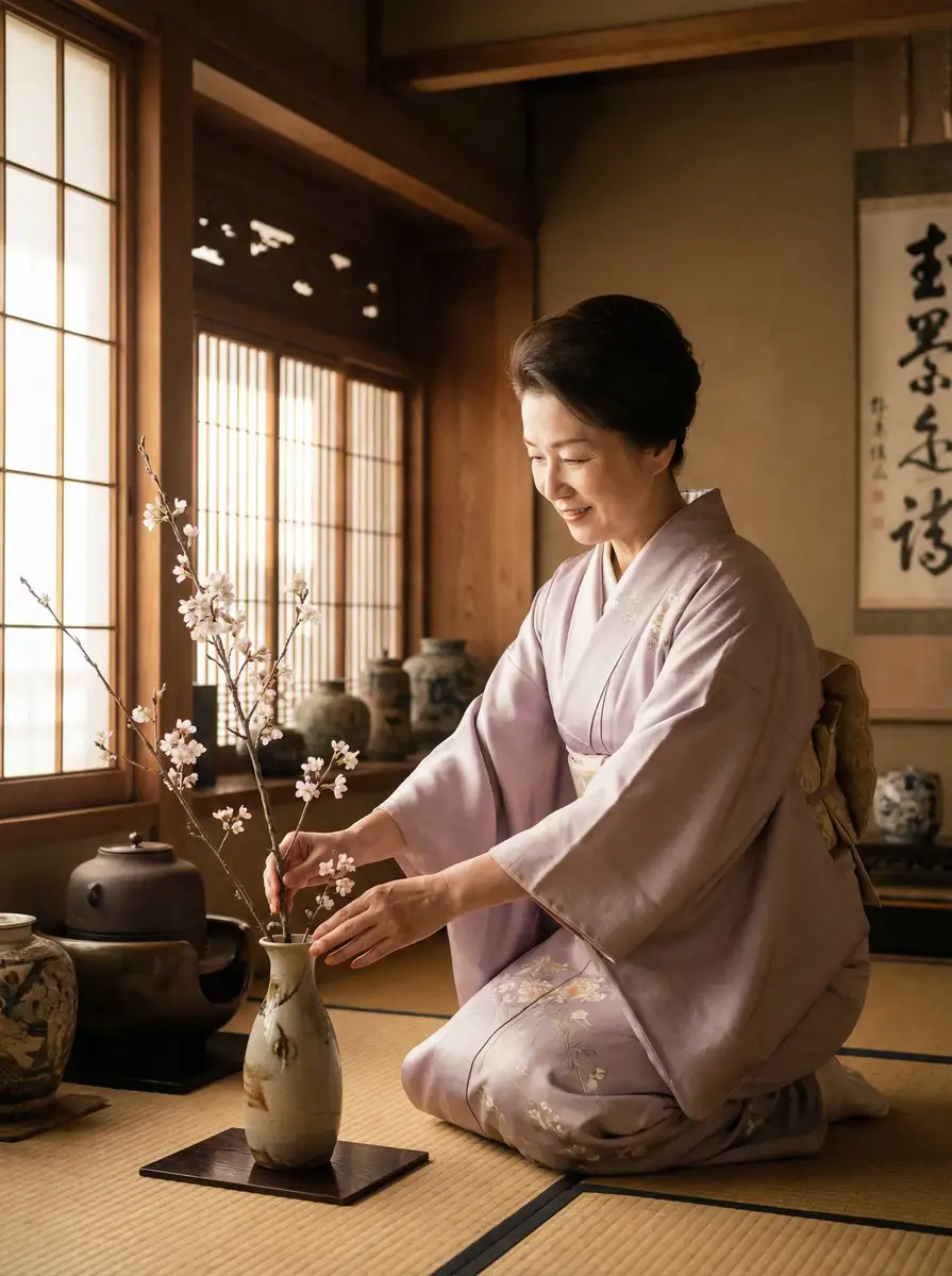 一位优雅的 尤物-高品质写真写真|最新写真集|免费在线看 在和室中插花